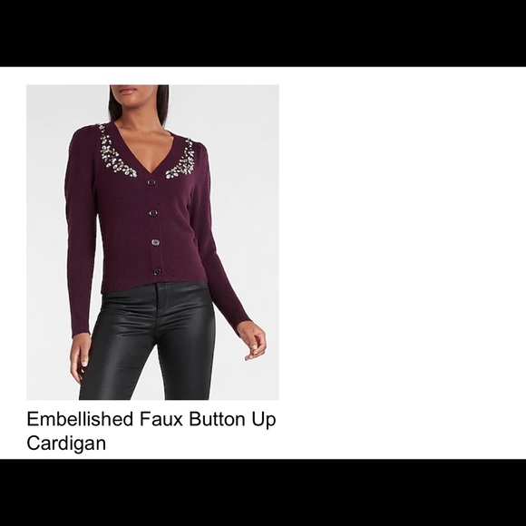 Express embellished faux button up cardigan size M - Picture 3 of 16